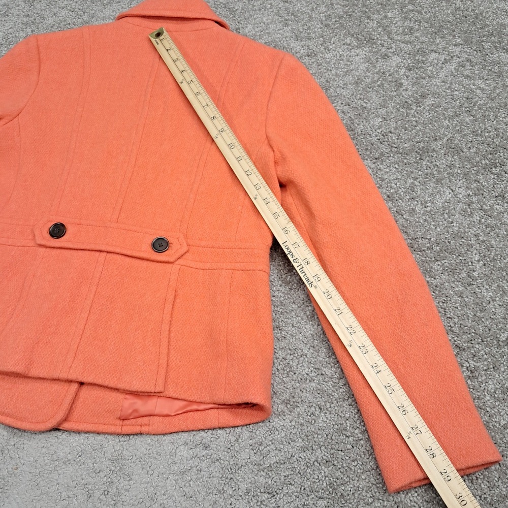Talbots Womens Coral Orange Wool Blend Button Up‎ Jacket Blazer Size 4 ID5125 - Picture 8 of 9
